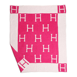 Initial Monogram Patterned Reversible Throw Blanket