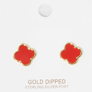 Gold Dipped Quatrefoil Stud Earrings