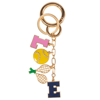 Tennis LOVE Initial Keychain Bag Charm