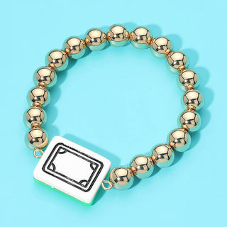 Mahjong Tile Accent Beaded Stretch Bracelet