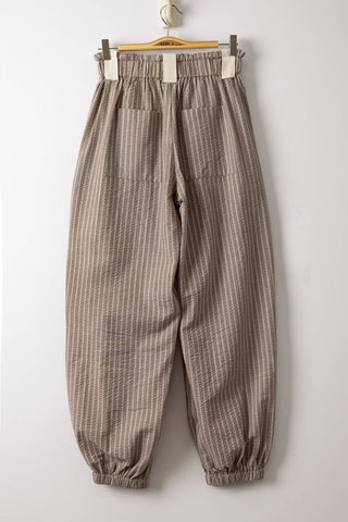 Bow Detail Stripe Textured Woven Pants