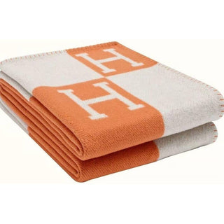 Monogram Pattern Reversible Throw Blanket