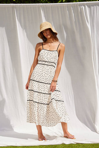 Polka Dot Tie Back Midi Dress