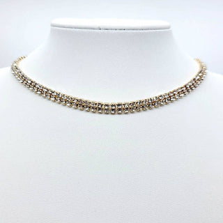 Gold Dipped Double Row Rhinestone Necklace