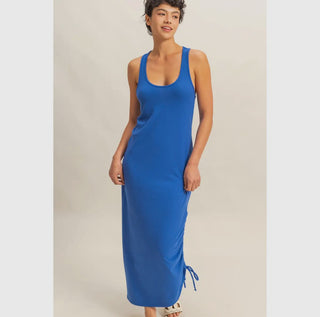 Scoop Neck Side Tie Midi Dress