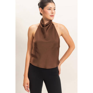 Draped Halter Satin Top