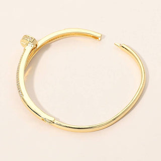 CZ Pave Nail Hinged Bangle Bracelet