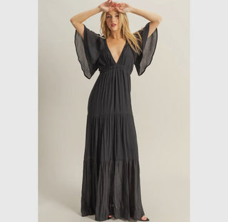 V Neck Tiered Maxi Dress