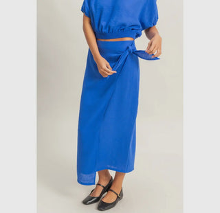 High Waist Crinkle Woven Maxi Skirt