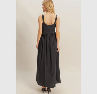 Square Neck Fit and Flare Midi Dress