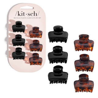 Recycled Plastic Mini Puffy Claw Clips Set - Black/Tortoise