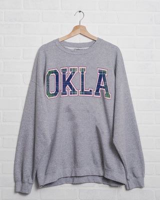 OKLA Plaid Arch Thrifted Sweatshirt