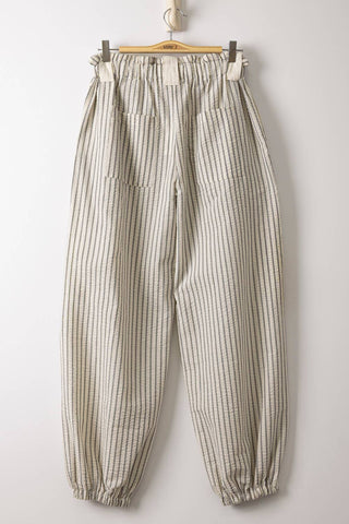 Bow Detail Stripe Textured Woven Pants