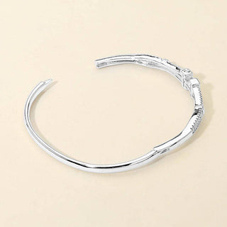 CZ Pave H Letter Accent Hinged Bangle Bracelet