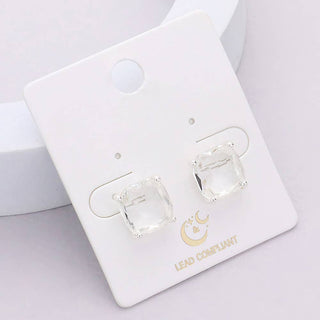 Cushion Square Stone Stud Evening Earrings