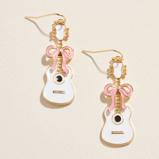 Enamel Guitar Bow Dangle Earrings