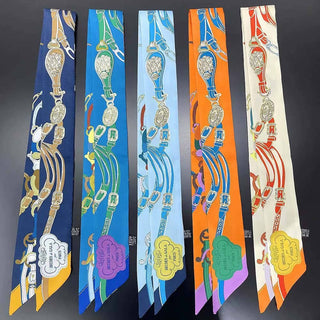 Equestrian Print Silky Feel Twilly Scarf