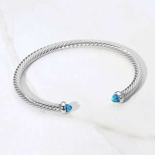 Stone Tip Twisted Cable Cuff Bracelet