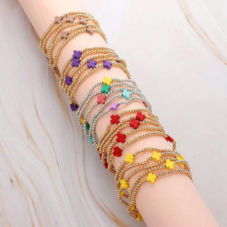 5PCS - Cross Pointed Metal Ball Beaded Multi Bracelets