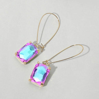 Emerald Cut Stone Dangle Evening Earrings
