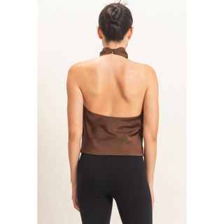 Draped Halter Satin Top