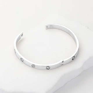 Stainless Steel Crystal Embellished Bangle Bracelet