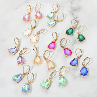 Teardrop Glass Stone Drop Dangle Earrings