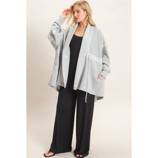 Open Front Tie Waist Cardigan