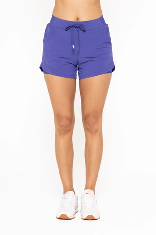 Lined Athleisure Shorts with Curved Hemline