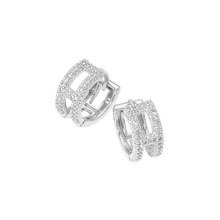 14K Gold Dipped CZ Stone Paved Mini Hoop Earrings