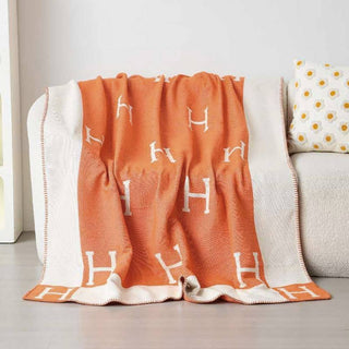 Monogram Pattern Reversible Throw Blanket