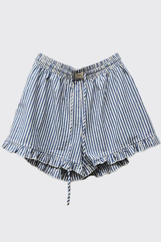 Striped Cotton Ruffle Shorts