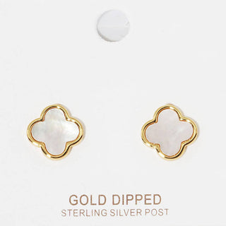 Gold Dipped Quatrefoil Stud Earrings