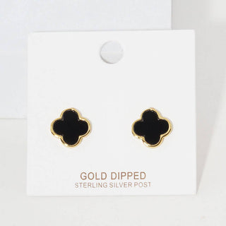 Gold Dipped Quatrefoil Stud Earrings