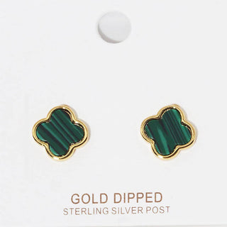 Gold Dipped Quatrefoil Stud Earrings
