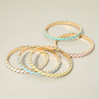 Enamel Inlay Twisted Hinged Bangle Bracelet