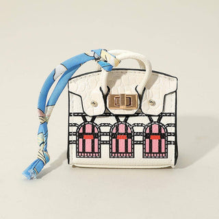 House Printed Faux Leather Elegant and Stylish Mini Purse / Bag Charm