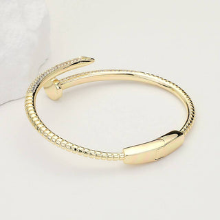 CZ Stone Paved Nail Hinged Bangle Bracelet