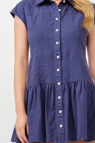 Linen Ruffle Mini Dress
