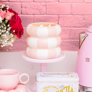 Sweet Grace Striped Pink Candle #074