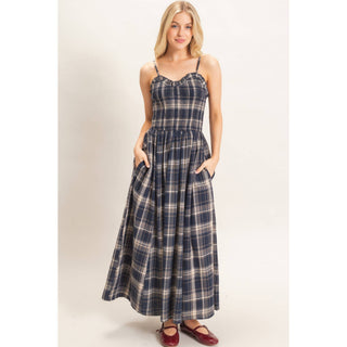 Plaid Smocked Maxi Dress