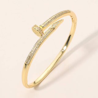 CZ Pave Nail Hinged Bangle Bracelet