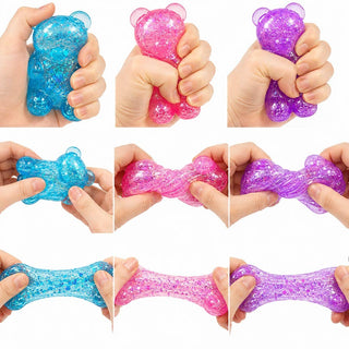 12PCS - Glittered Gummy Bear Squeeze Stress Relief Toy