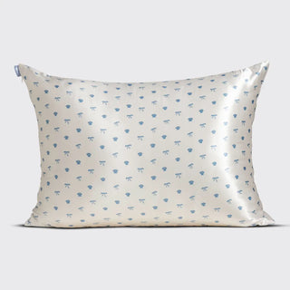 Oversized Satin Bonnet - Pearlized Cream & Coastal Blue Print
