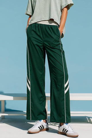 Wide Leg Track Pants W/ Piping Detail