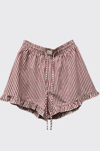 Striped Cotton Ruffle Shorts