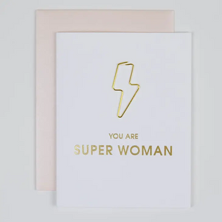 You are Super Woman Paper Clip Letterpress Card
