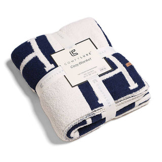 Initial Monogram Patterned Reversible Throw Blanket