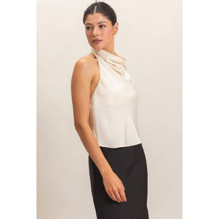 Draped Halter Satin Top