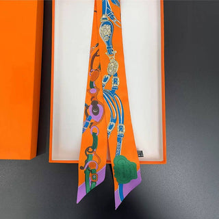 Equestrian Print Silky Feel Twilly Scarf